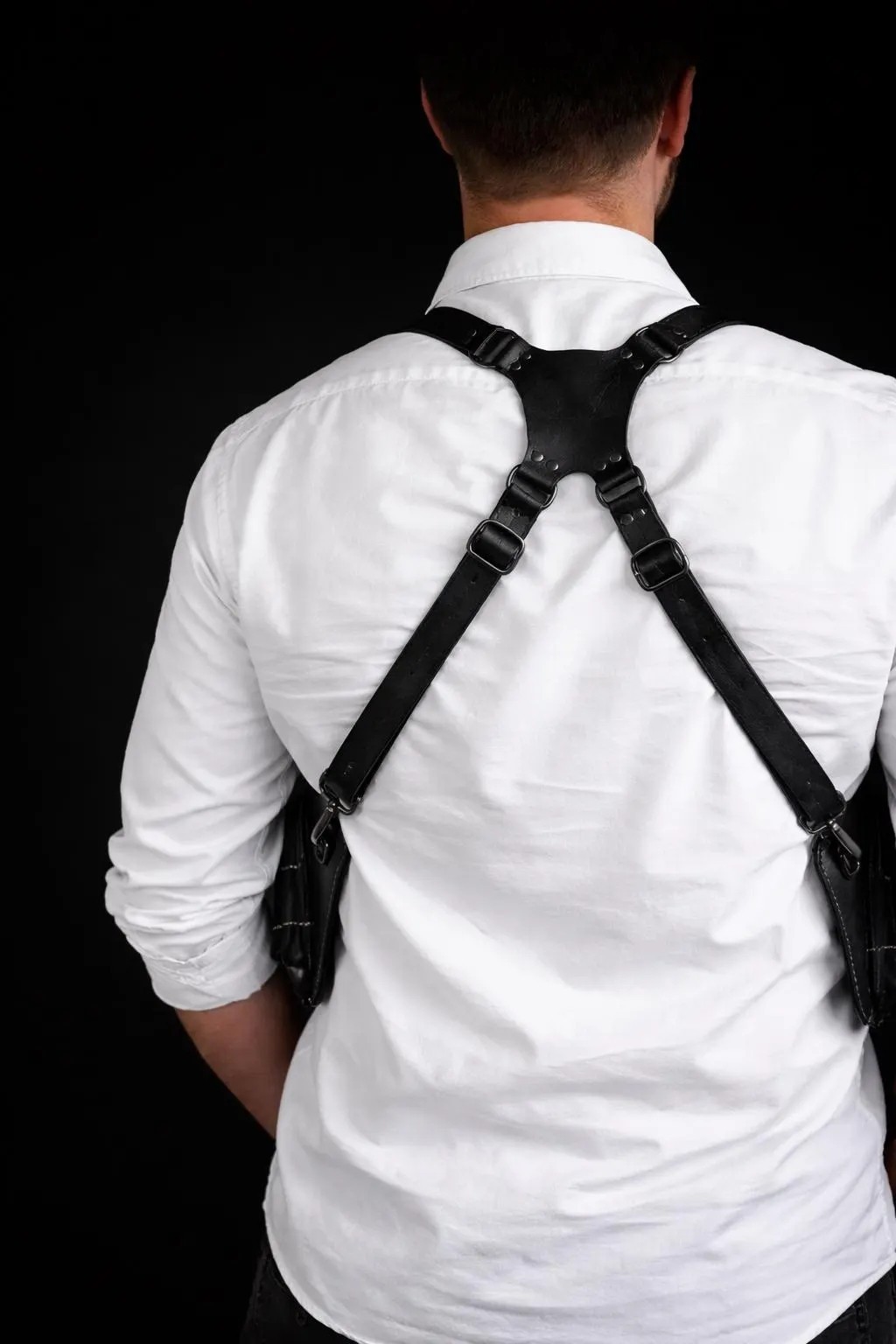 Mobile Holster Adjustable Harness with Zippered-Bags, Vintage Shoulder Holster