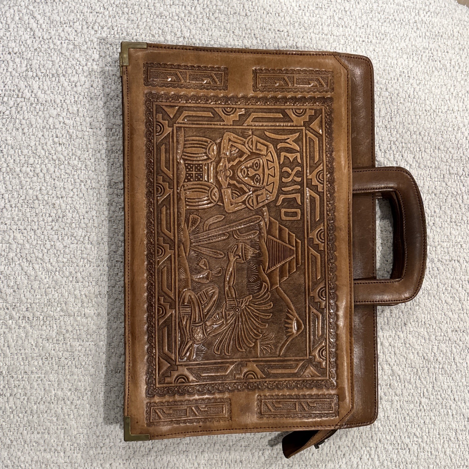 Hand Tooled Leather Briefcase Hand Made In Mexico