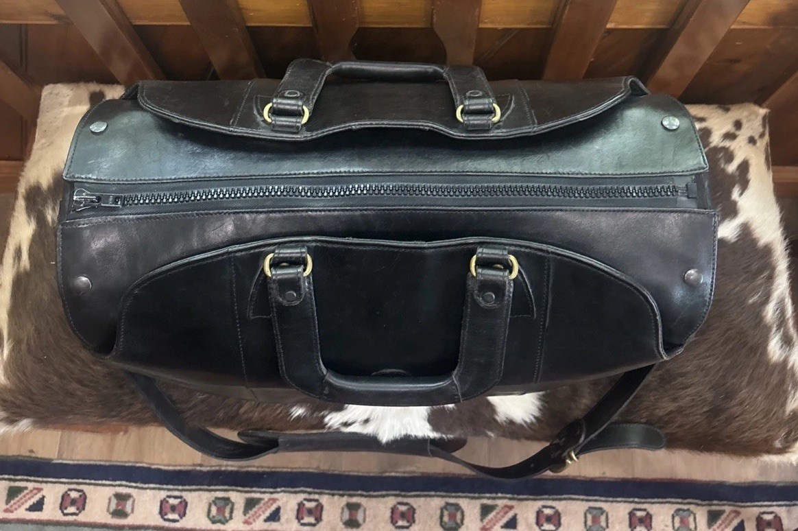 Glaser Designs Black Leather Litigation Briefcase Bag w/Strap & Insert 19” EC!