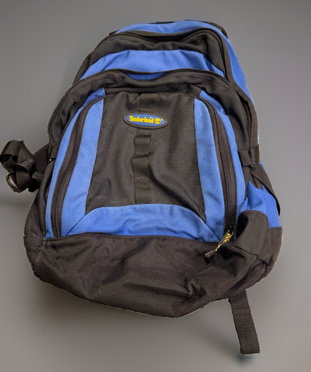 Timberland Vintage 90’s Backpack Blue Yellow Colorblock Gorpcore Hiking Book Bag