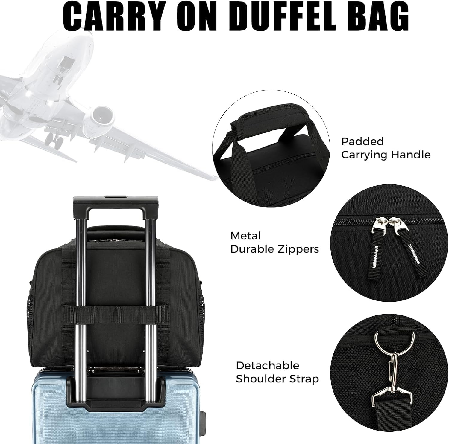 14 Inch Small Gym Bag Mini Duffle Travel Sports Lightweight Carry On Black