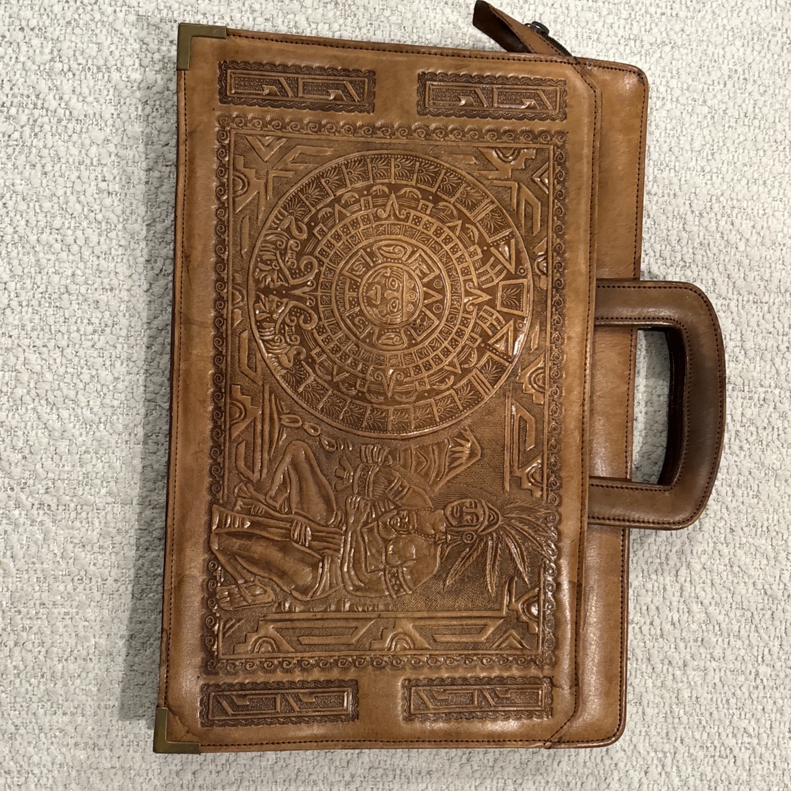 Hand Tooled Leather Briefcase Hand Made In Mexico