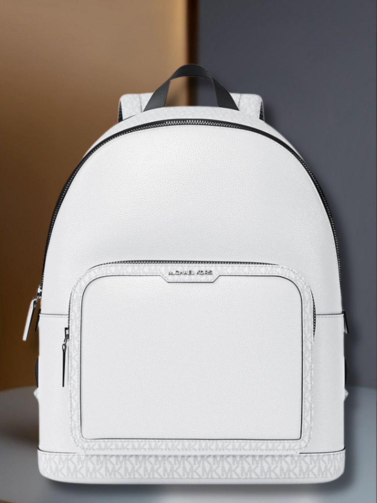 Michael Kors Cooper Men Medium Leather and Logo Commuter Backpack Bright White