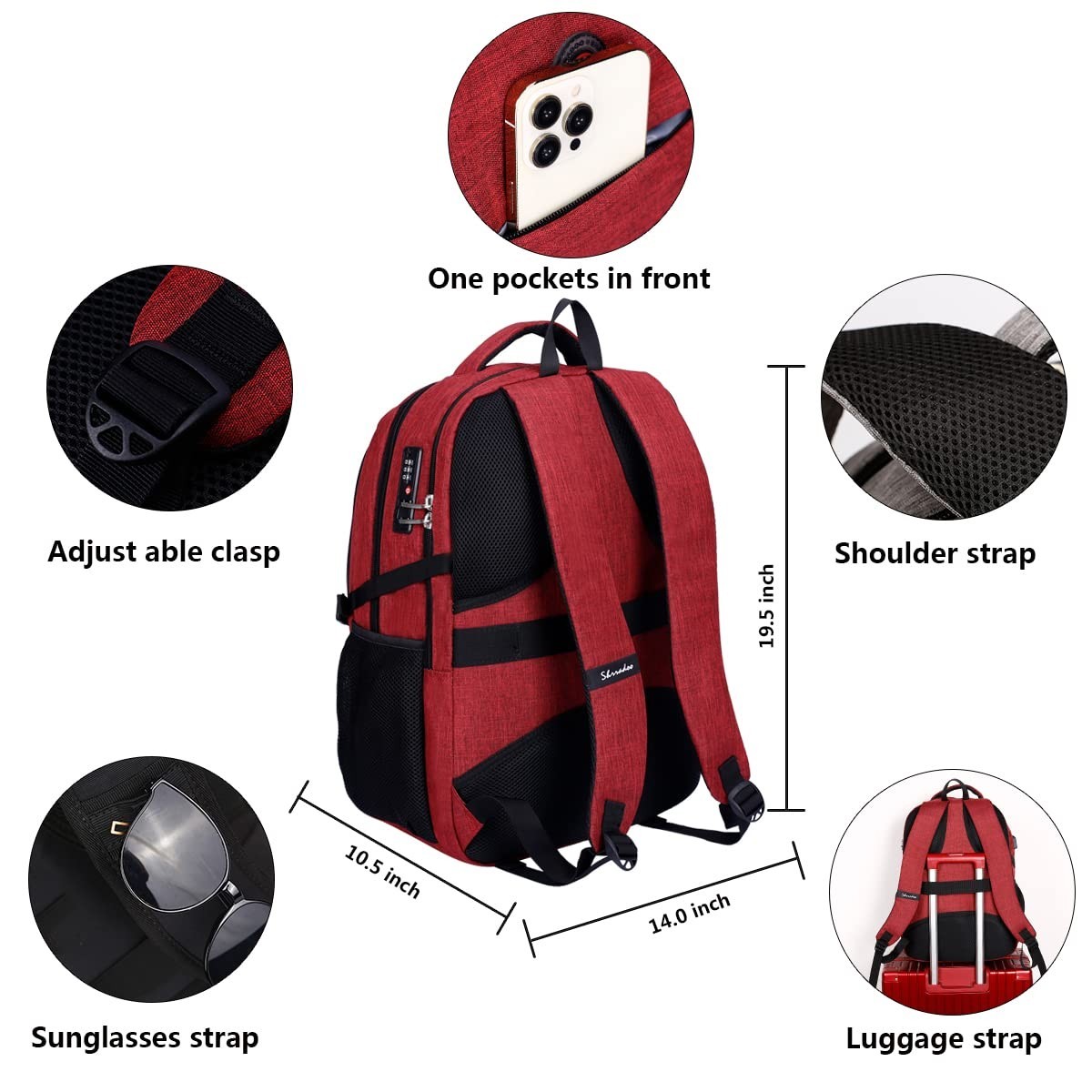 Anti-Theft Laptop Backpack with Combination Lock – Fits 17″ Laptop, Travel Bag,