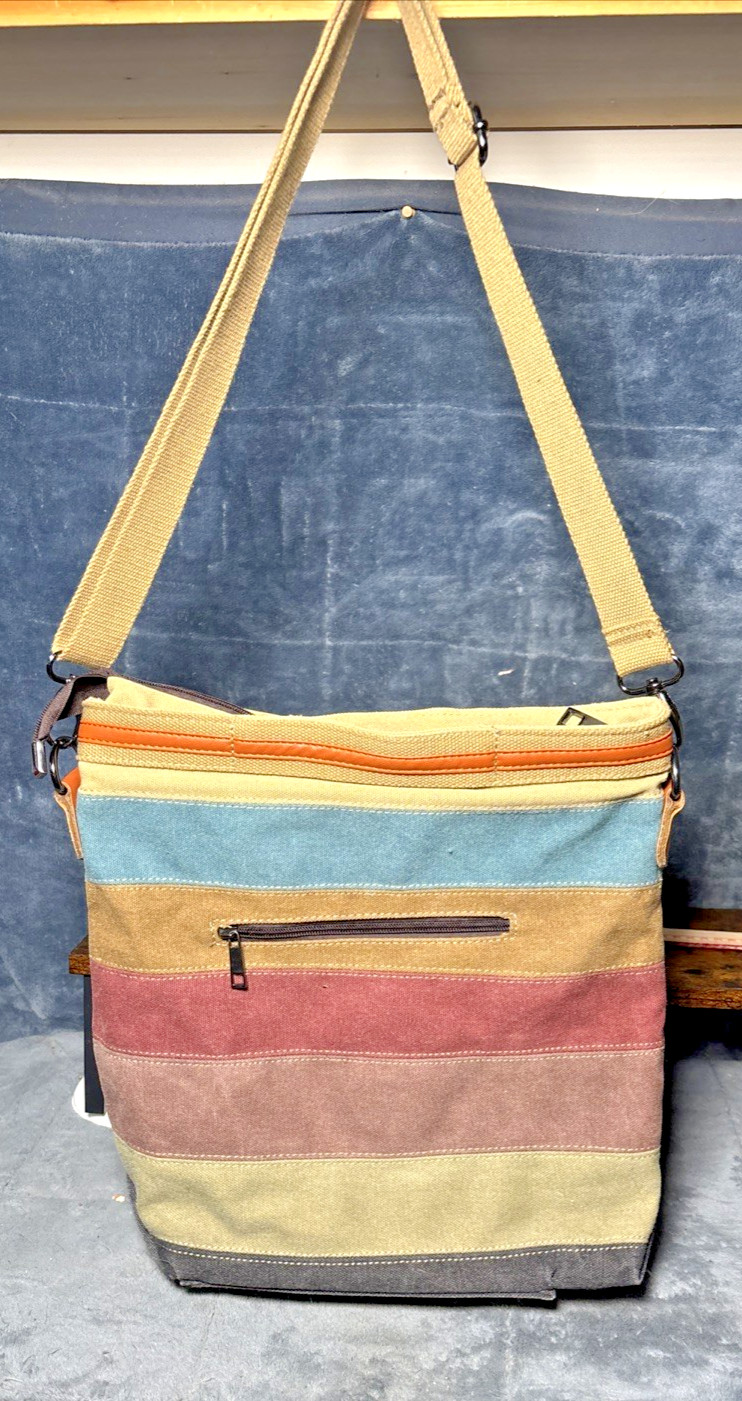 Kaukko Theideaman Striped Canvas Shoulder Crossbody Bag Womens Or Mens Bag