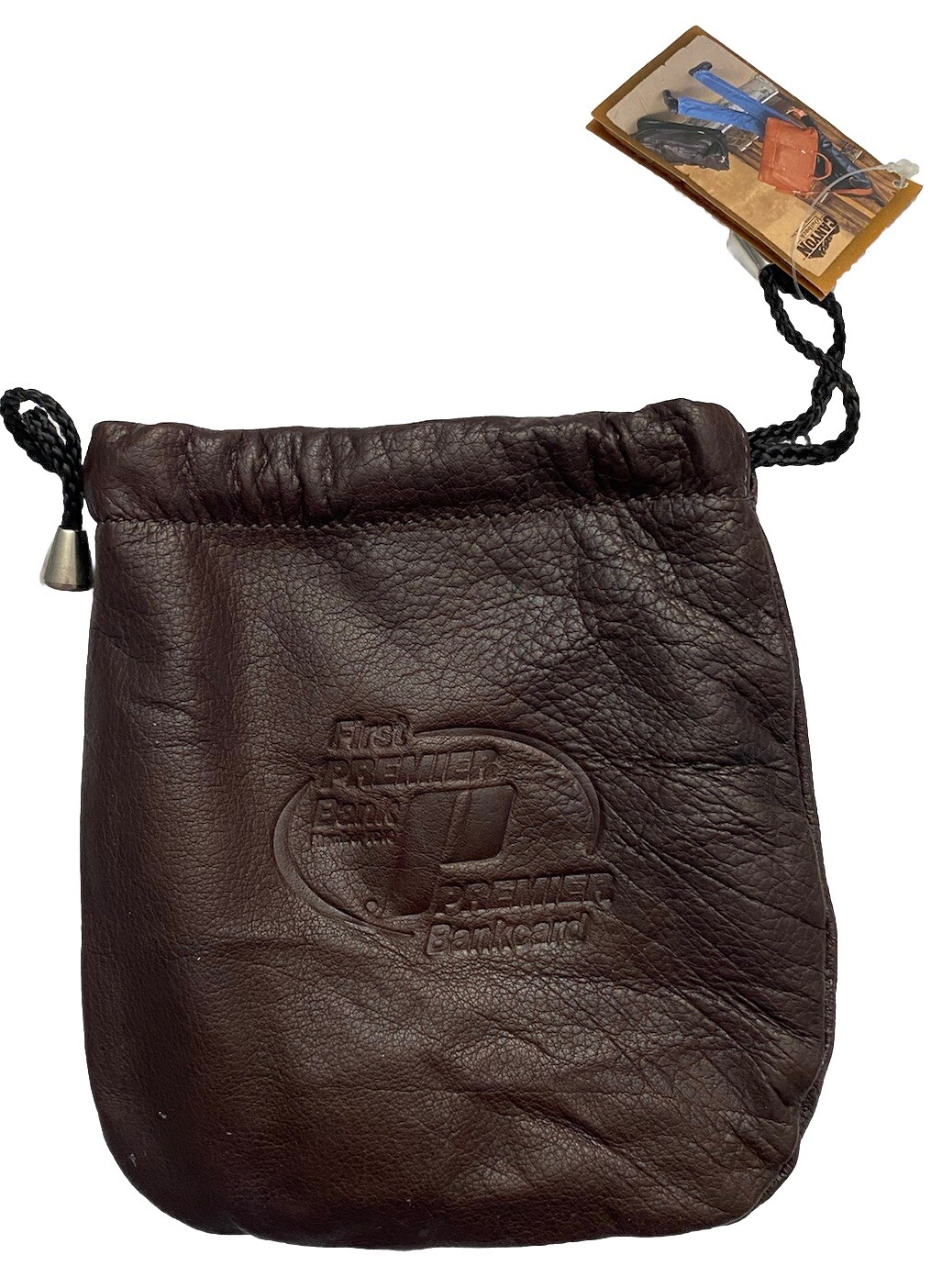 Leather Pouch Canyon Outback Brown 8 IN X 6.5 IN Drawstring First Premier Bank