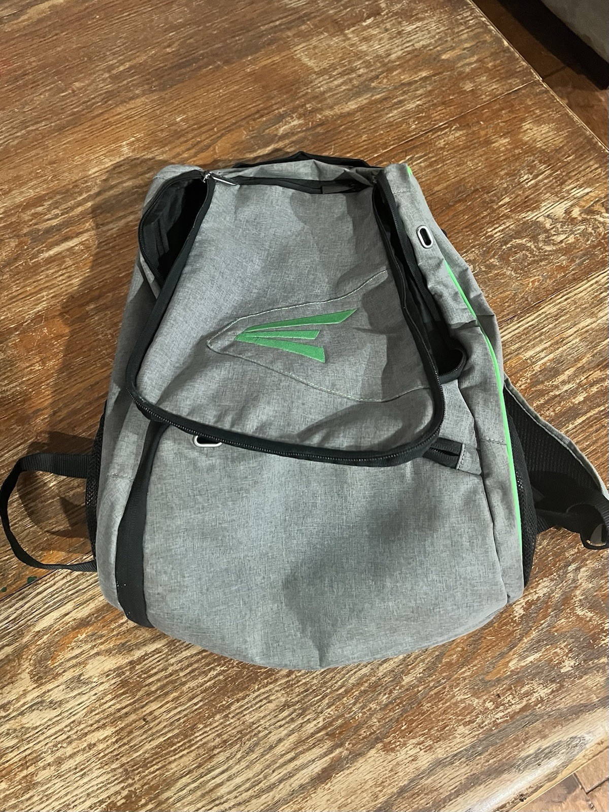 Easton Backpack Athletic Sports Bag Gray Green Black Zipper Compartments EUC