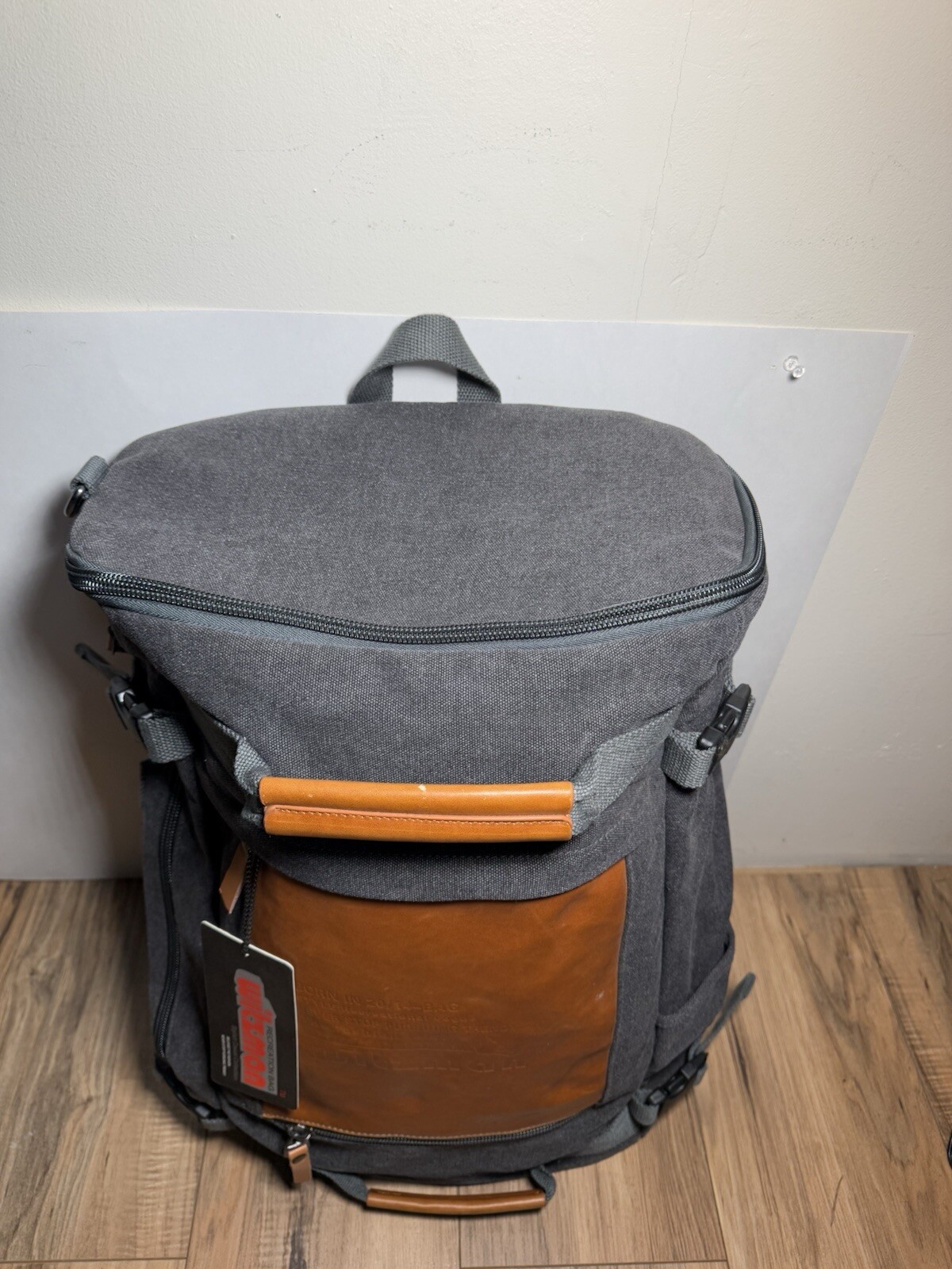 NEW WITZMAN Men Travel Backpack Charcoal Canvas Rucksack Computer Duffel Bag
