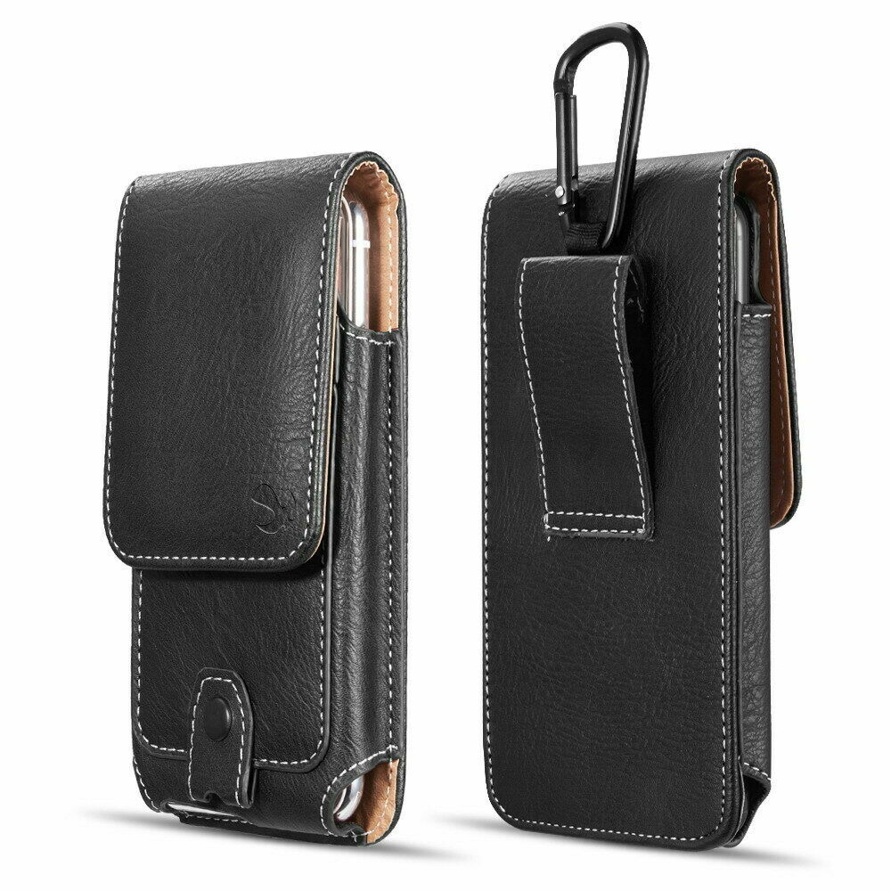 Cell Phone Case Pouch Holster w/ Belt Loop Metal Clip for Universal Smartphones