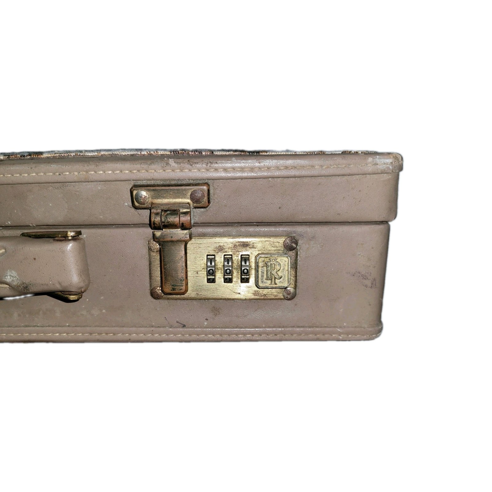 Vintage Floral Tapestry Hard Shell Briefcase Attache Case Brass Combination Lock