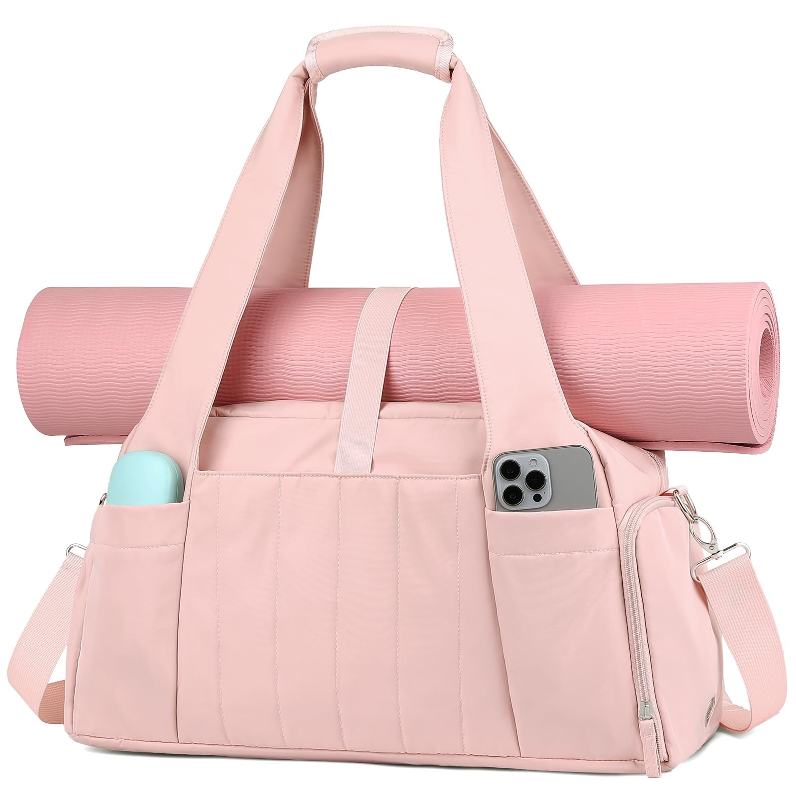 Gym Bag for with Yoga Mat Holder, Sports Duffle Bag for Travel with Shoes Com…