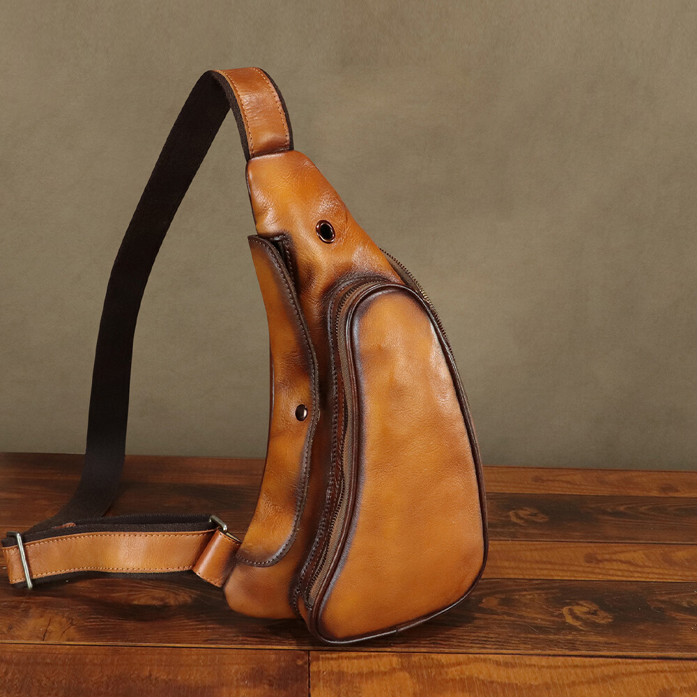 Genuine Leather Sling Bag for Women Men Sling Backpack Purses Crossbody Bag