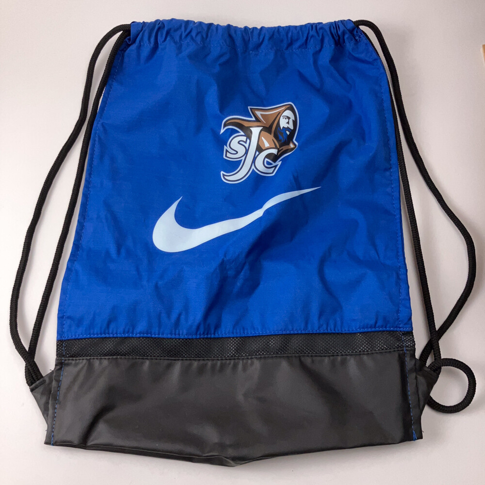 St Joesph College Maine Nike Swoosh Blue White Black Drawstring Gym Bag