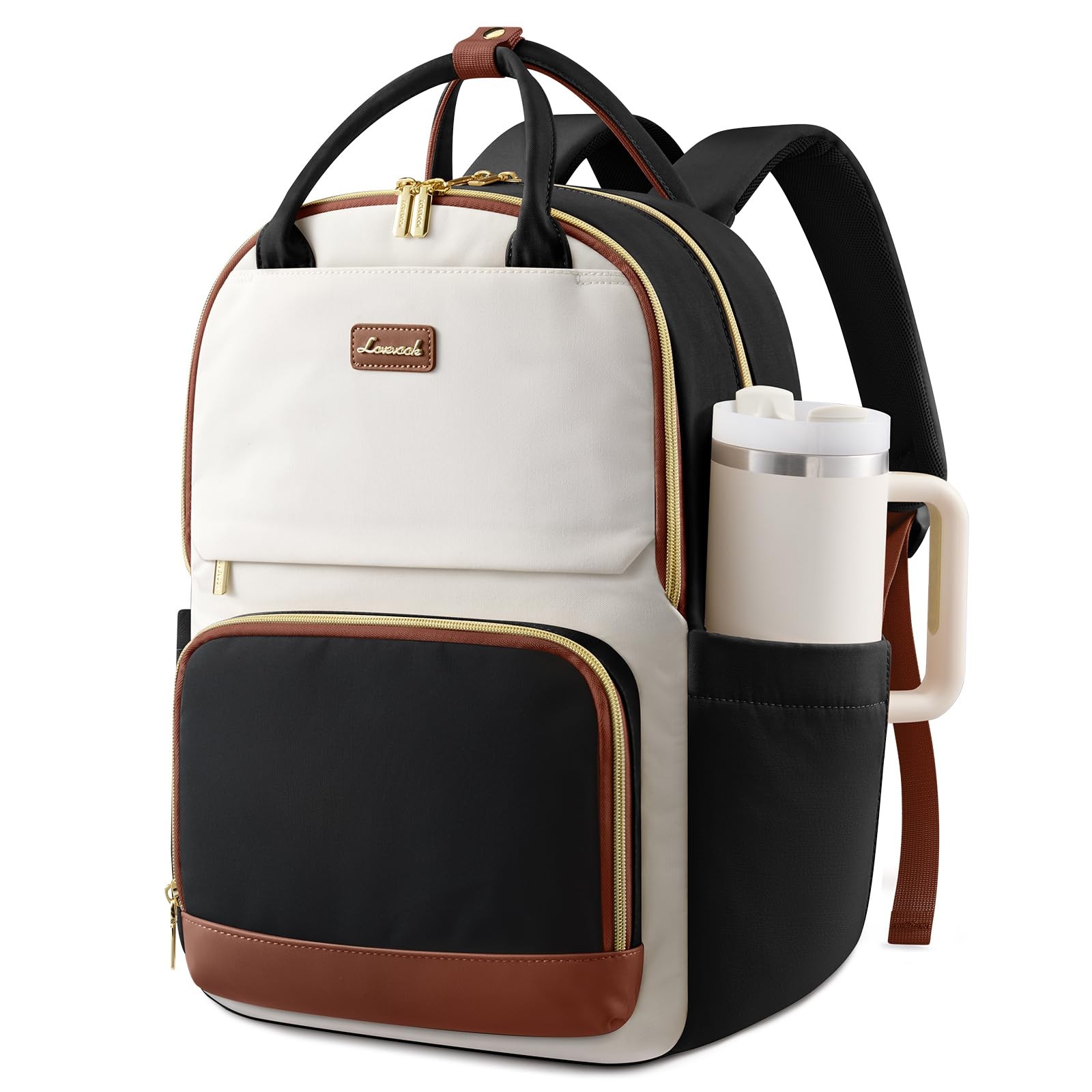 LOVEVOOK Laptop Backpack for Women with Giant Tumbler Holder Pocket, 15.6 inc…