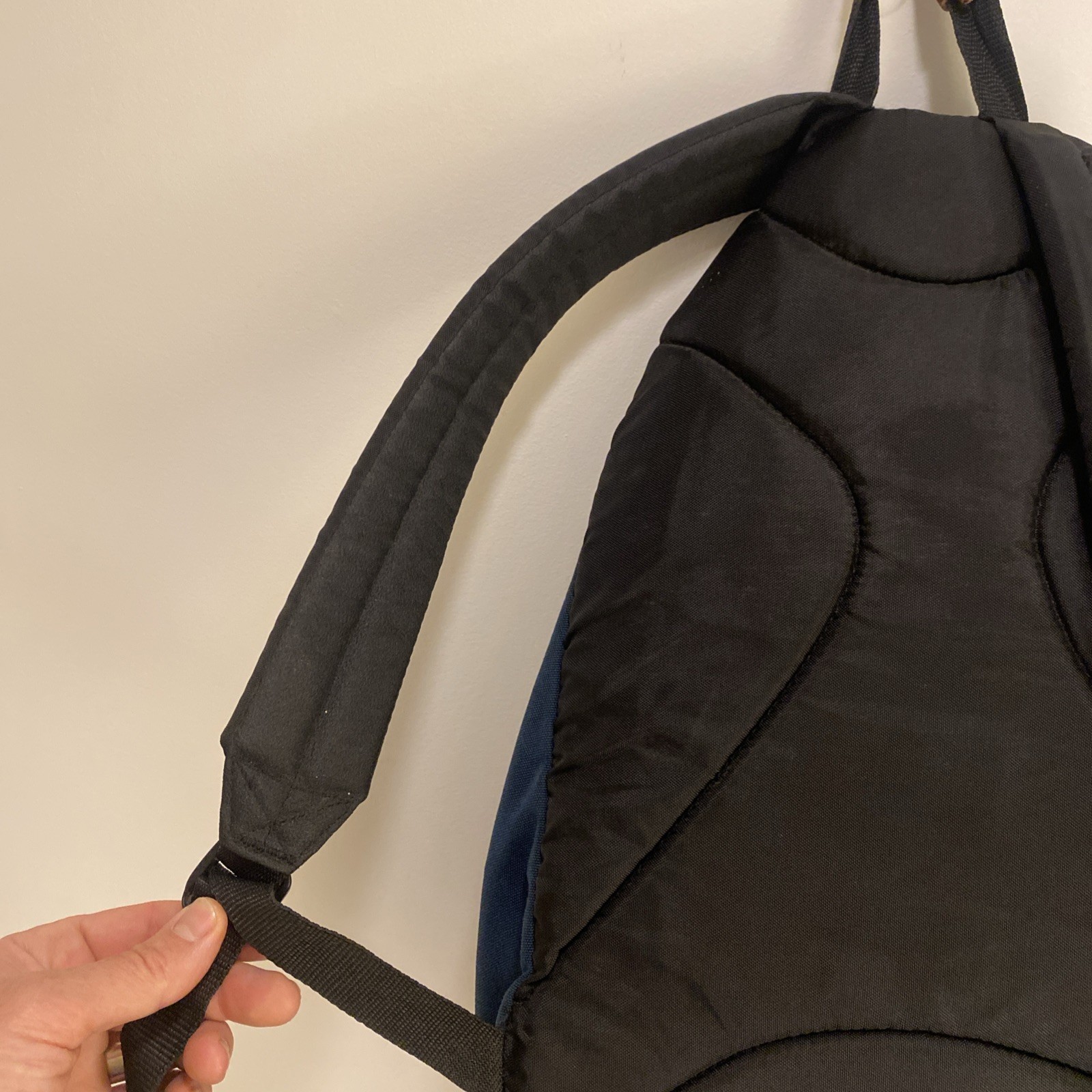 Vintage Eastpak Made in USA Suede Blue Sling Backpack