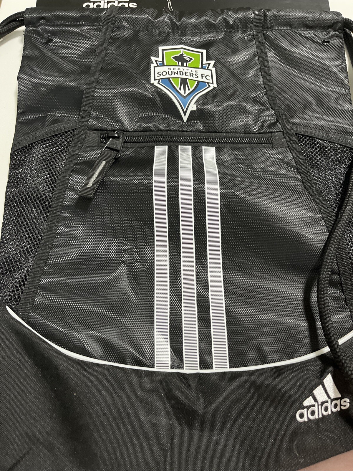 NEW adidas Alliance II 2 Black/White Unisex Drawstring Sackpack Gym Bag Sounders