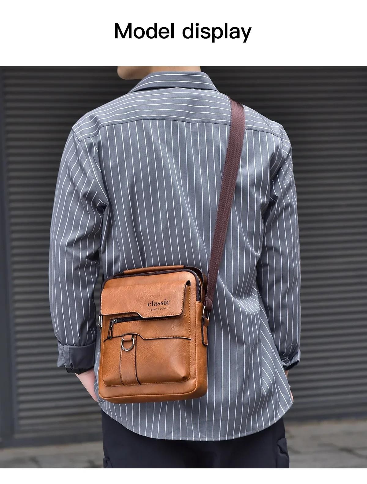 Men Crossbody Bag Men Shoulder Bags Zippers Handbags Large Capacity Artificial L