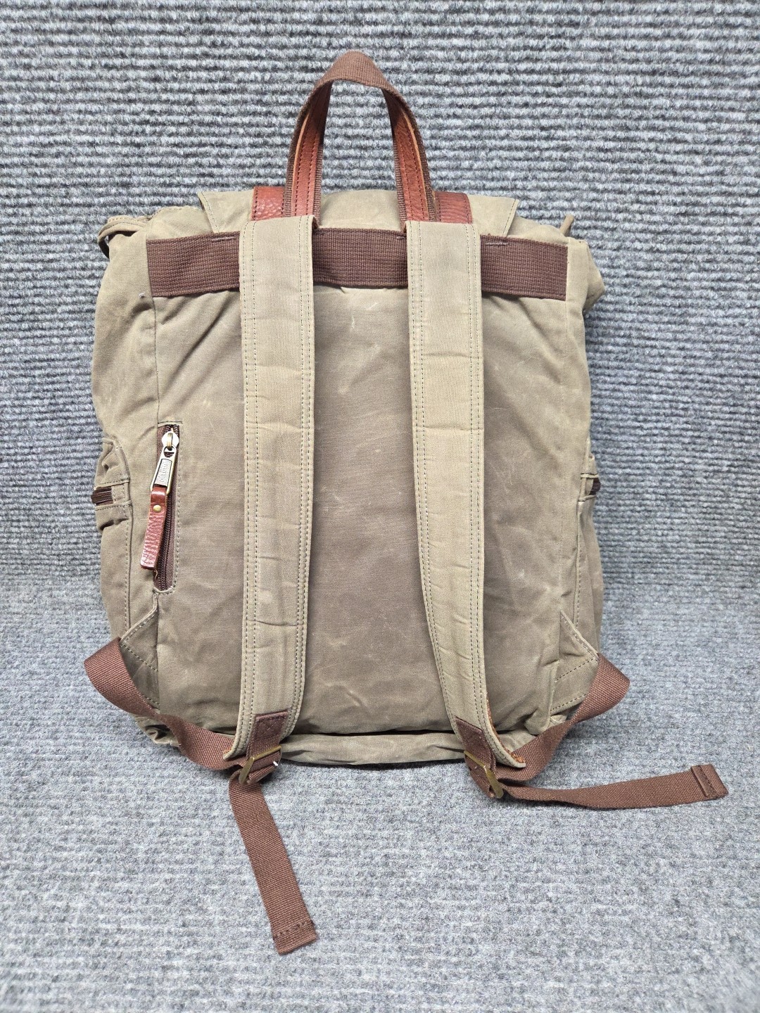 Duluth Trading Co Backpack Satchel Brown Oil Cloth Hiking Duffle Bag