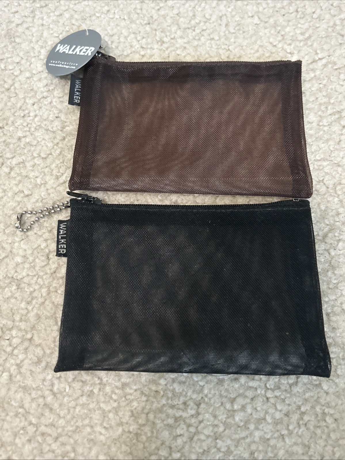 NWT Walker San Francisco Mesh Pouches ID Wallet Set 2 Black Brown Travel USA 5×4