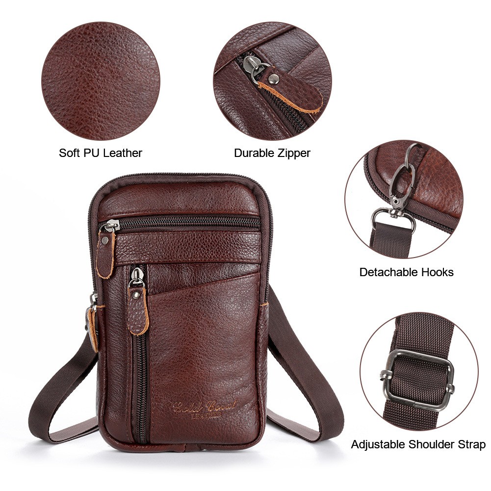 Retro Crossbody Bag With Zippered Pockets – Phone Holder & Wallet for Daily Use