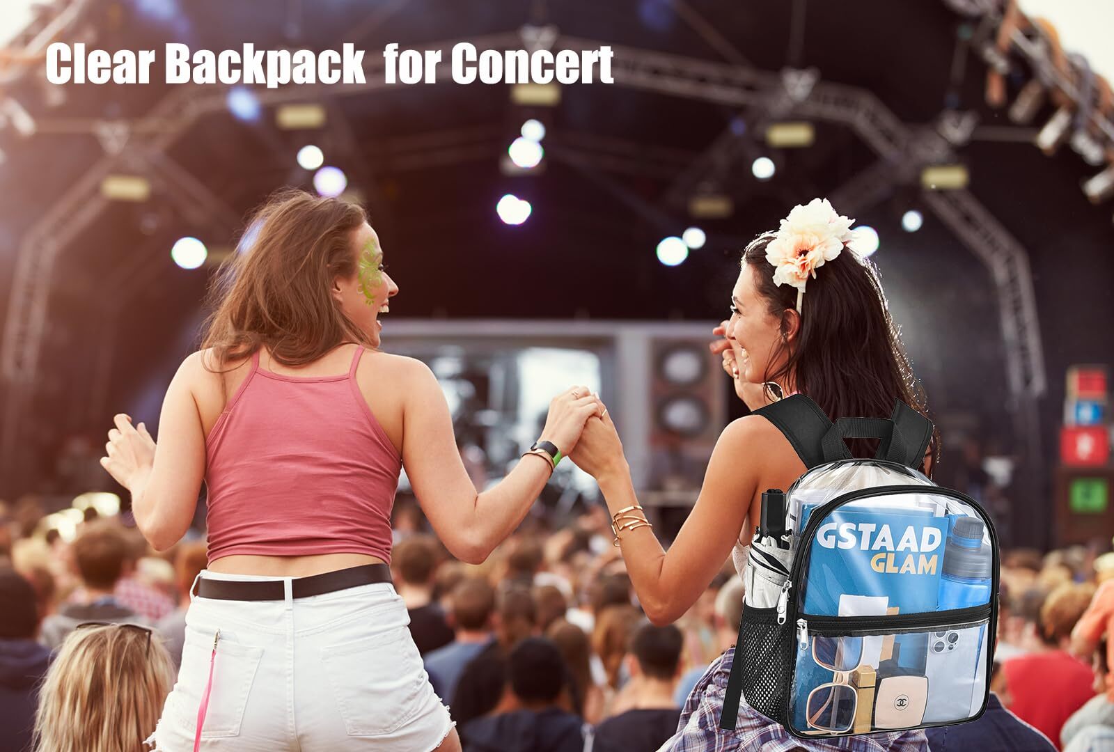 Clear Stadium Backpack 12x6x11 Transparent Bag for Sports, Concerts, and Events