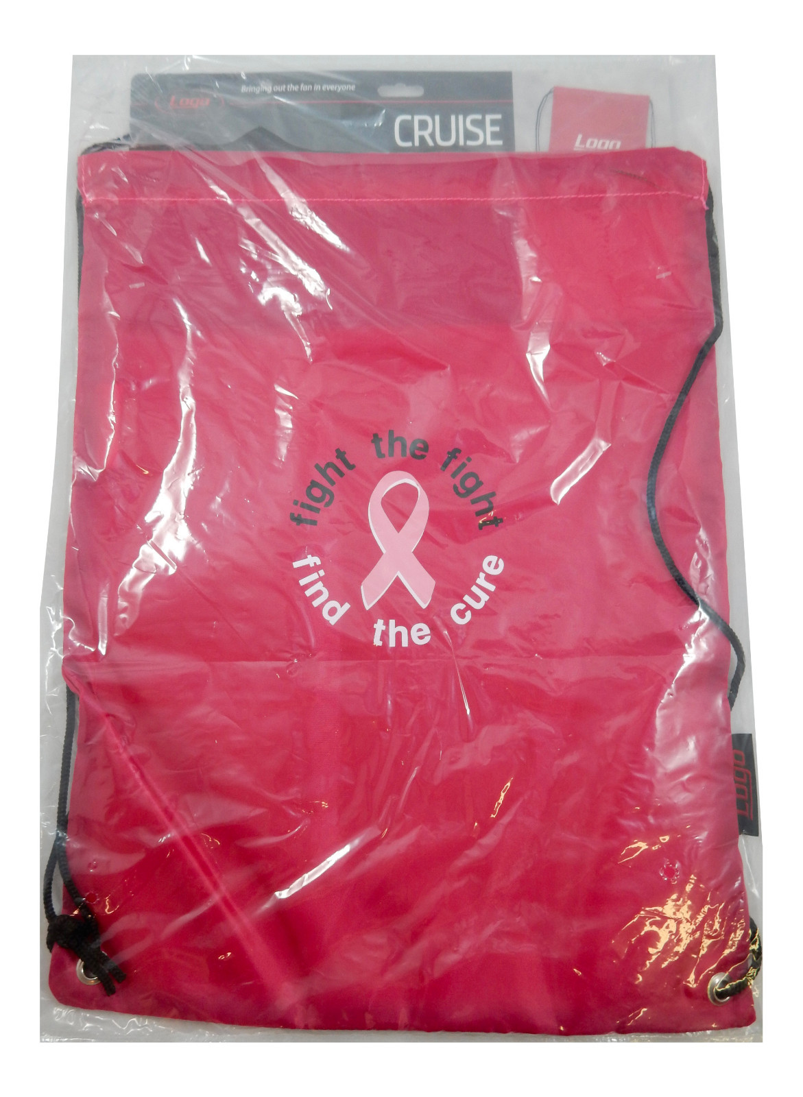 NEW! Hot Pink Breast Cancer Awareness String Backpack Bag School Sports Sport