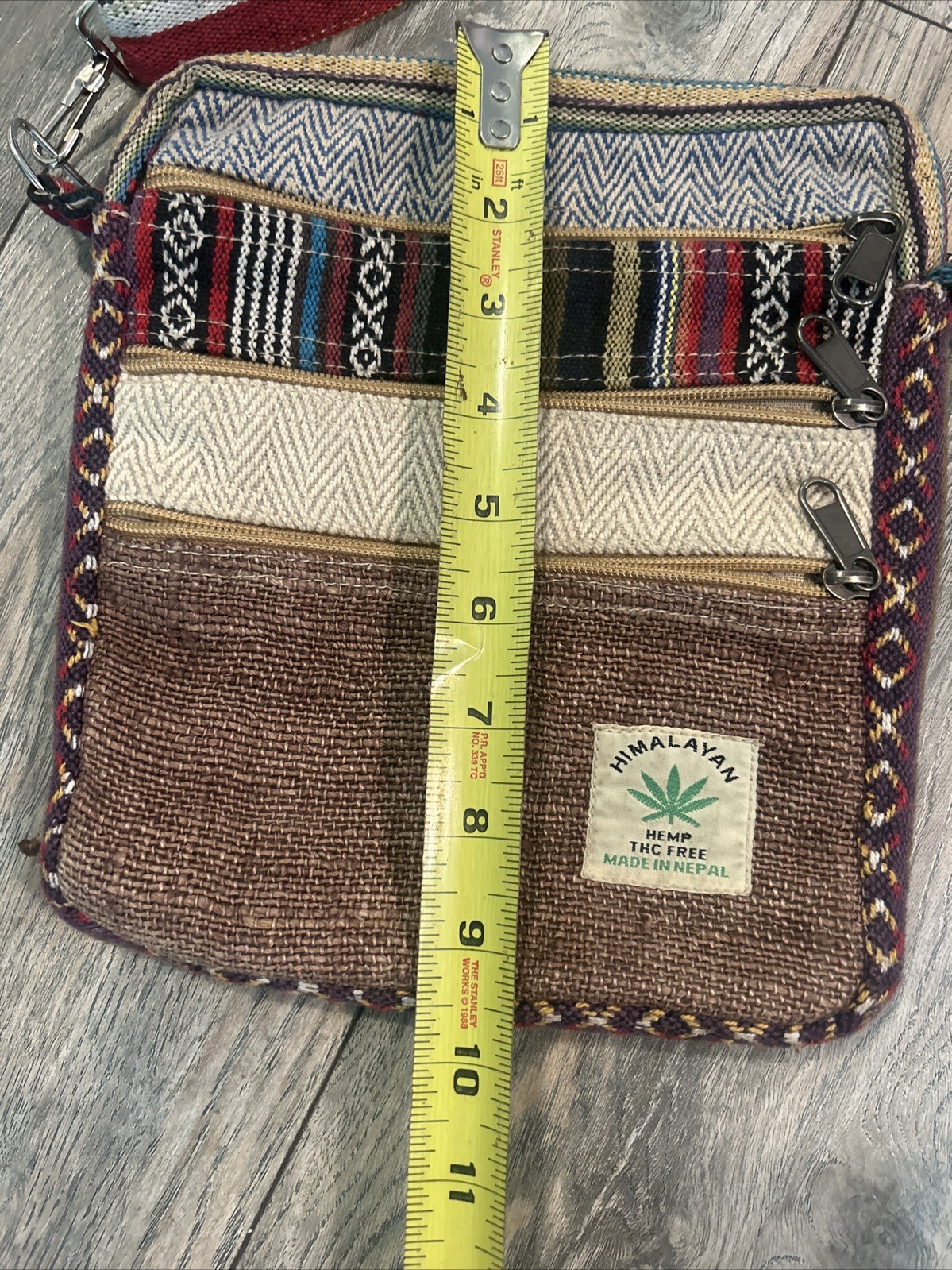 Himalayan Hemp THC Free Multi Color Small Handmade Crossbody 5 Pockets