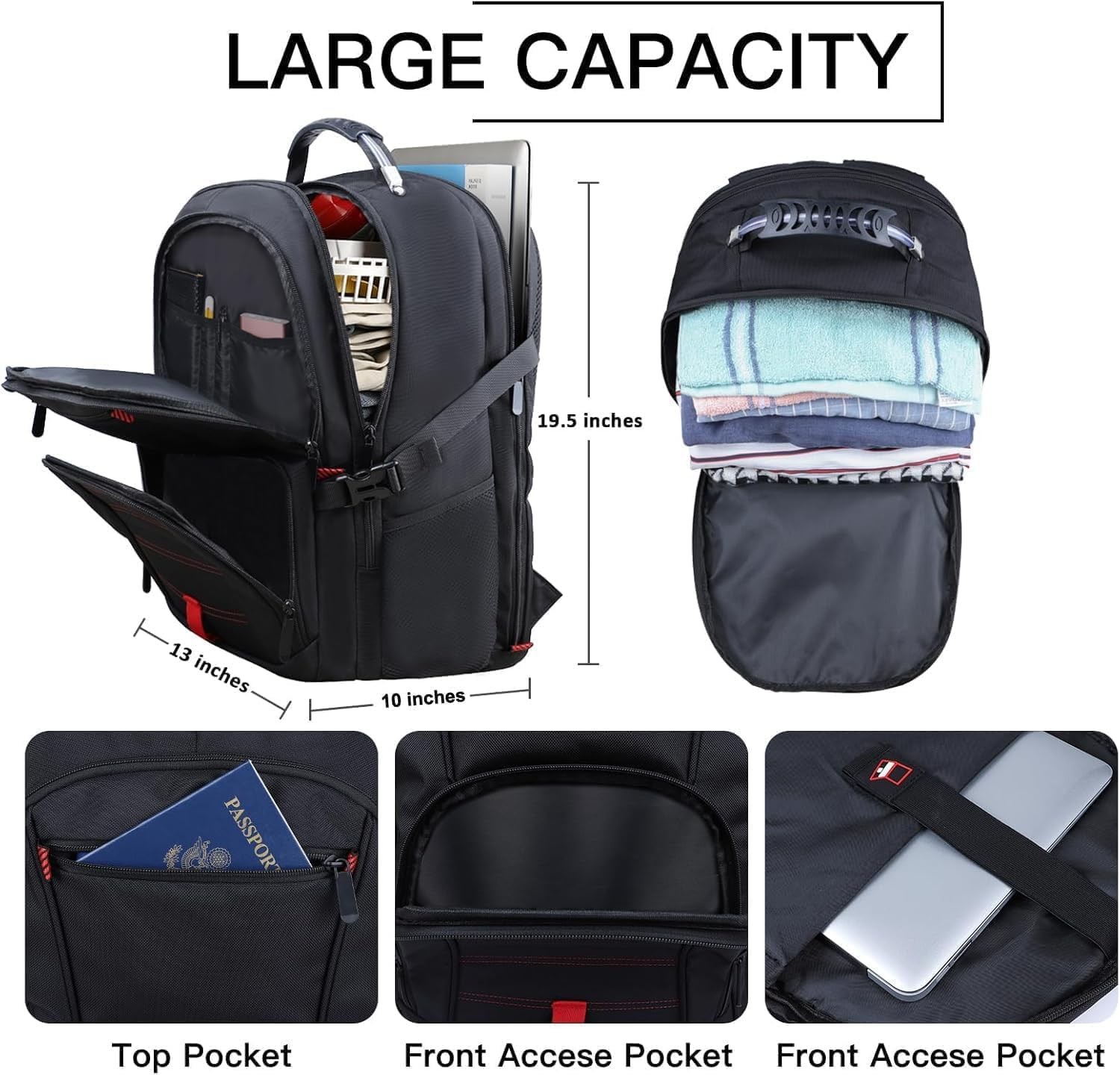 Extra Large Laptop Backpack 17.3 Inch, AntiTheft, USB Port, Water Resistant