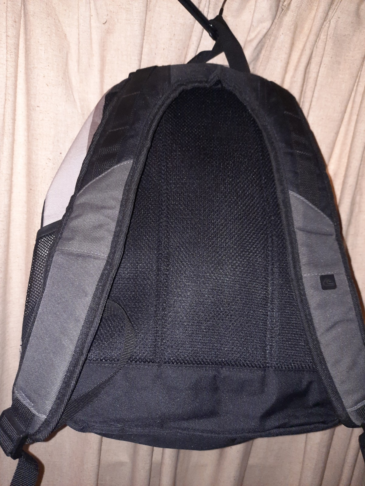 Quicksilver Backpack Black Gray Striped Book Bag School Surf Beach