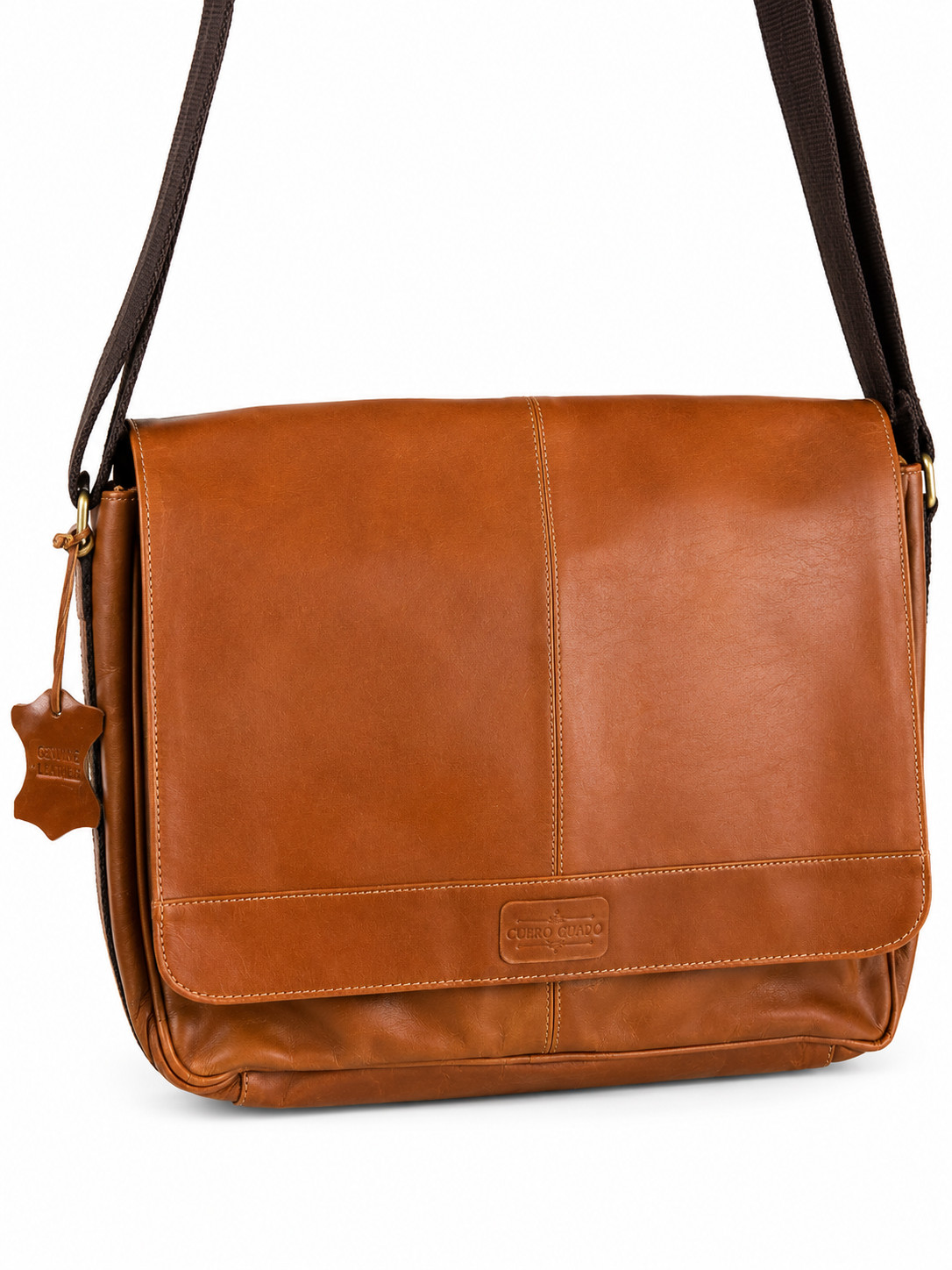 Leather Messenger Bag Laptop Briefcase Brown Shoulder Satchel Work Travel