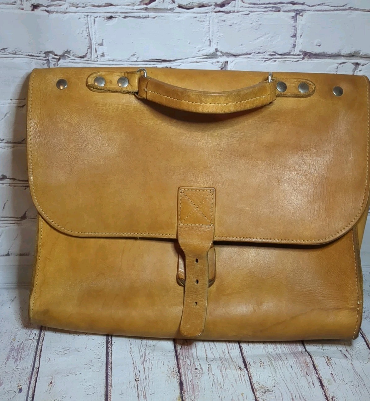 Leather Satchel Messenger Bag No Shoulder Strap