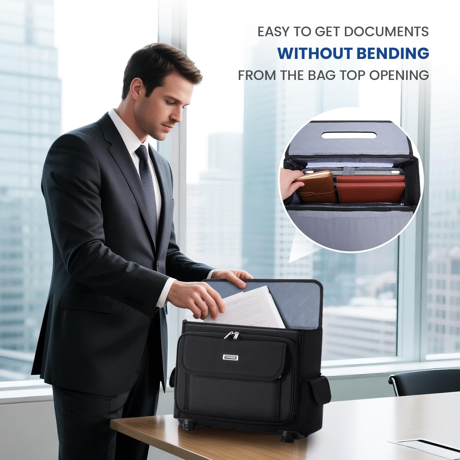 Rolling Laptop Bag 15.6 Inch, Ballistic Nylon Wheeled Briefcase for Men Women…