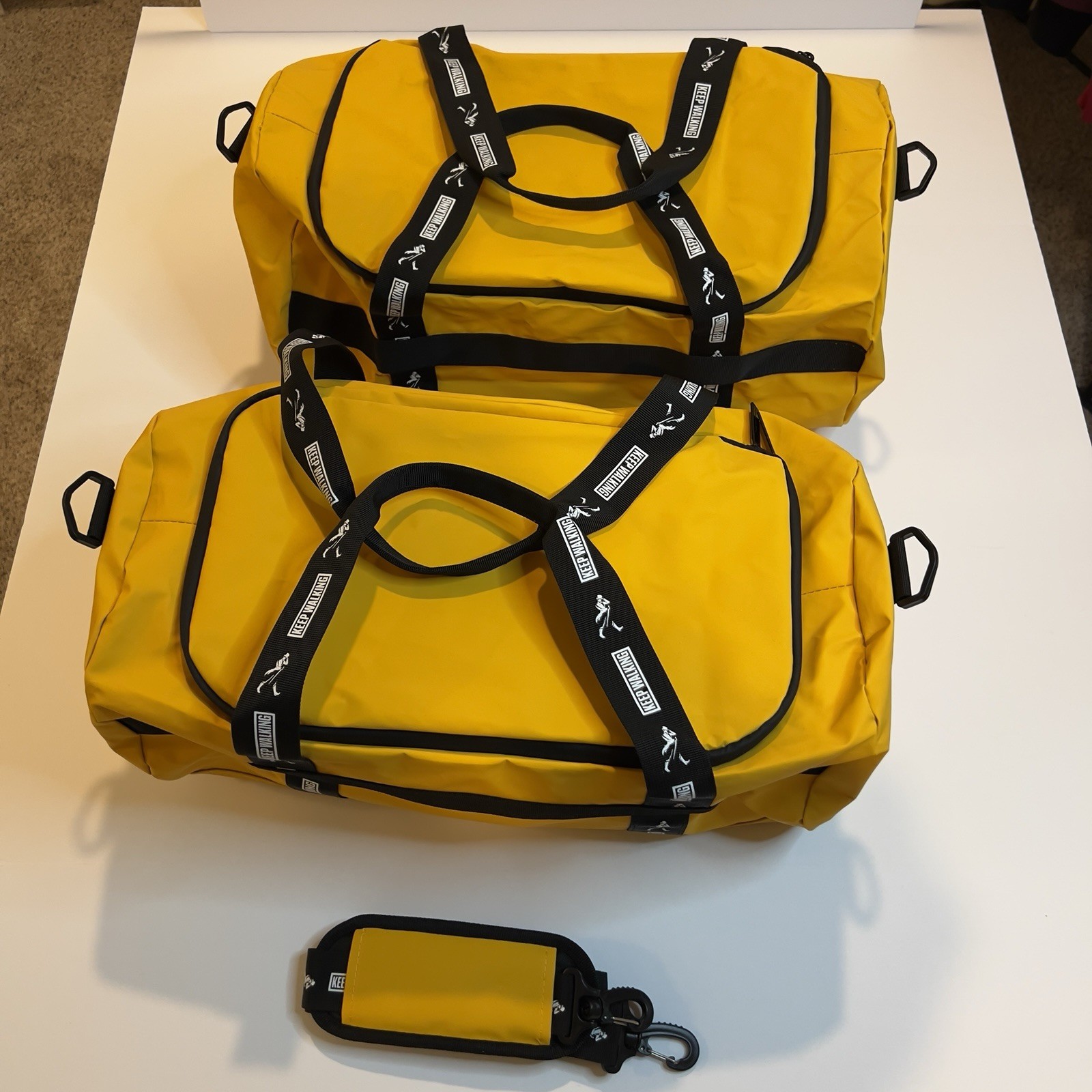New Johnny Walker Keep Walking Duffle Bag Weekender Gym Bag Yellow & Black