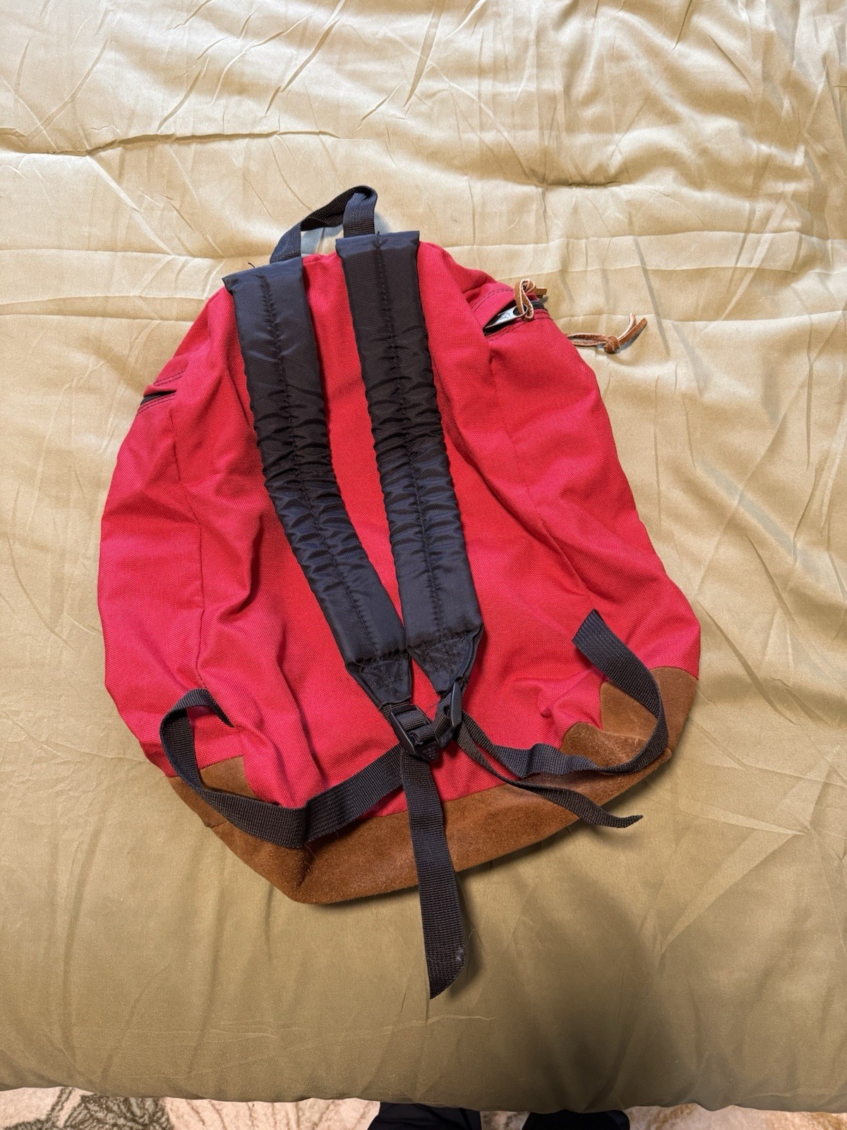 Vintage JanSport Backpack Red Aztec Suede Bottom Made in USA Classic Pack Y2K