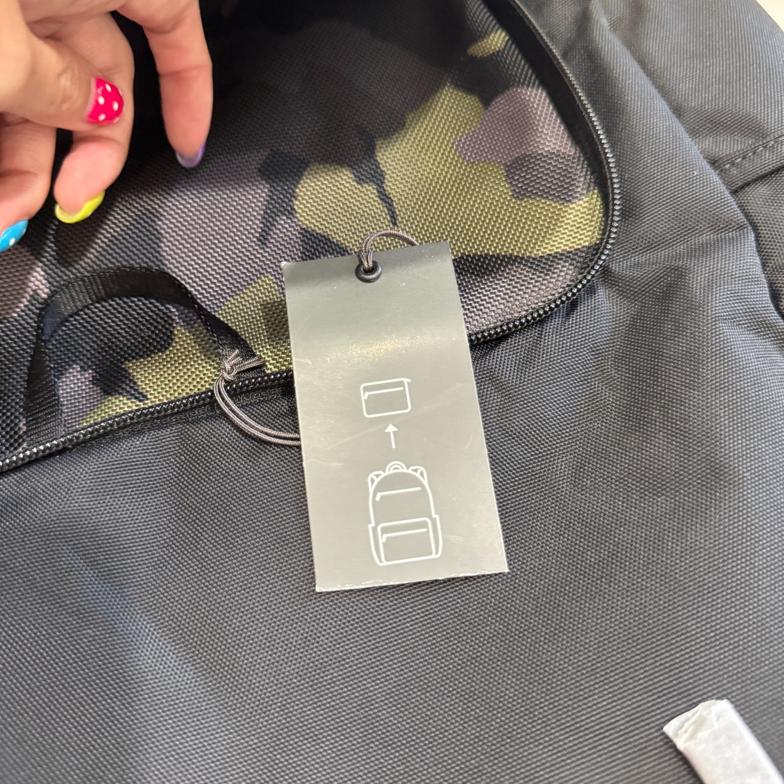 TUMI Foldable Packable Backpack Black Camo Nylon Travel Daypack NWT 111097-8300