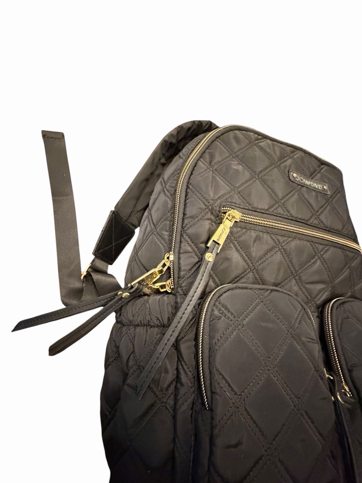Joan & David 18″ Diamond Quilted Puffer Nylon Travel School Backpack $190 Black