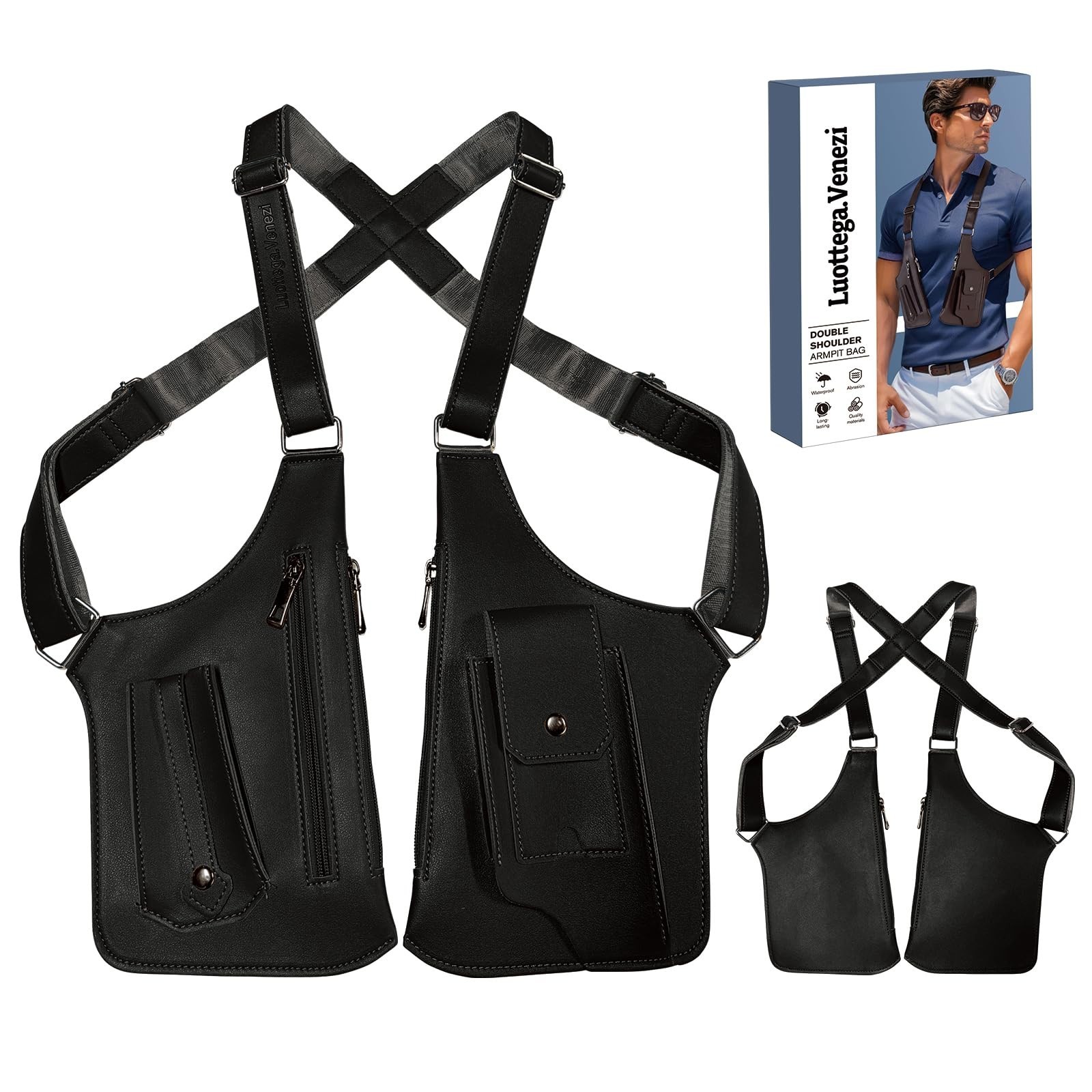 Multi-Purpose Anti-Theft Double Shoulder Armpit Bag, Tactical Wallet Holster Pou