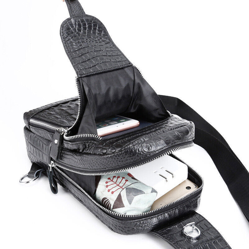 Crossbody Bag Sling Backpack Men Genuine Leather Chest Bag Sling Bag E