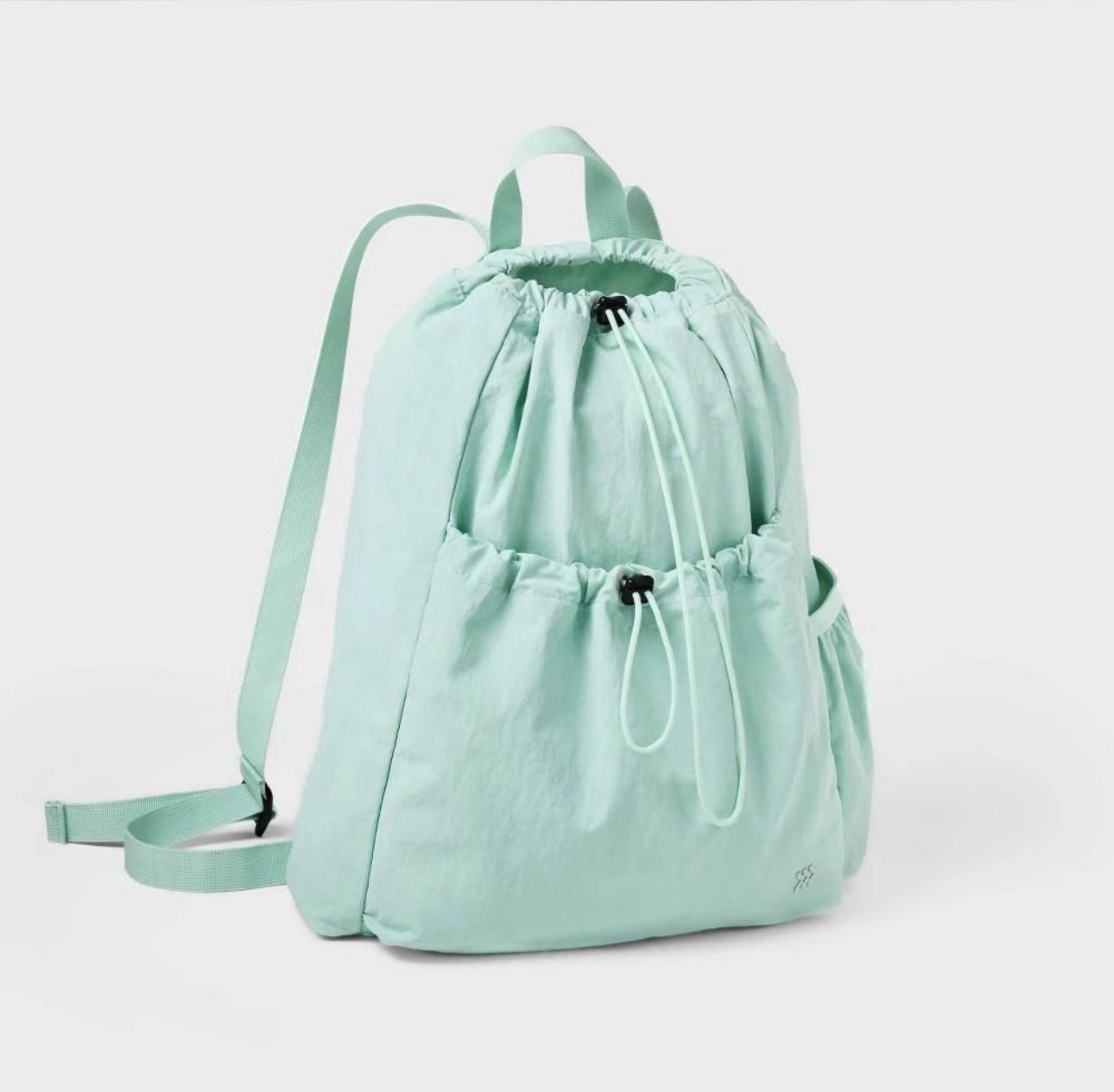 All In Motion 20L Cinch Backpack Adjustable Straps Water Repellent Mint Green