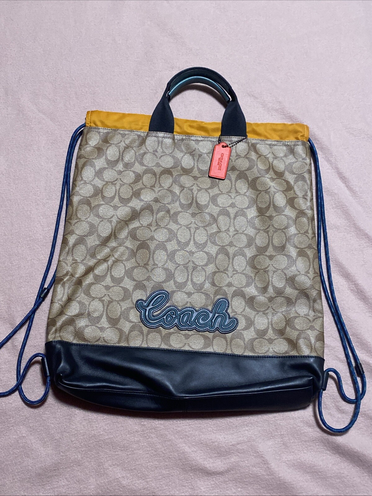 SS 1 COACH Backpack Tote 2way Leather x PVC Men s A4 Storage Business Bag