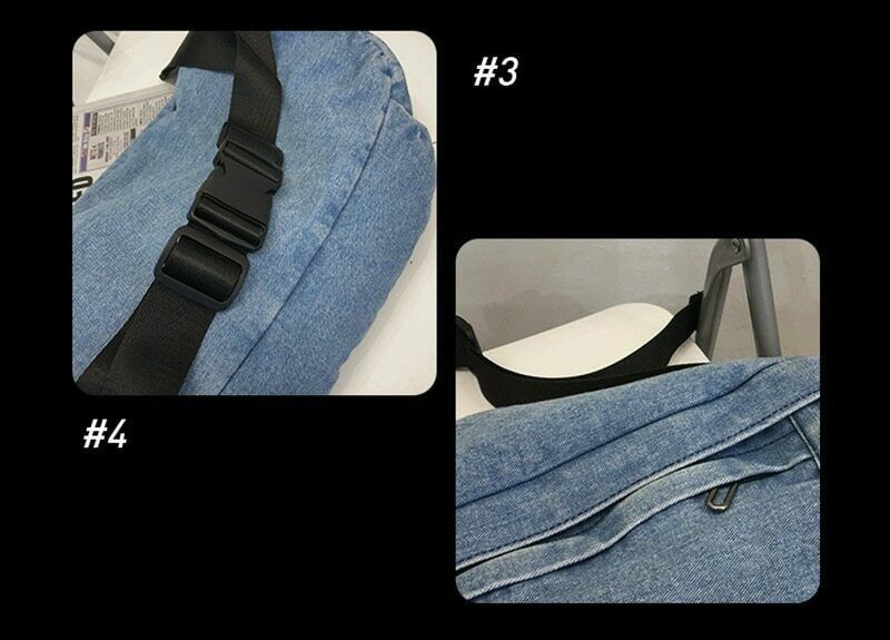New Denim Large Capacity Crossbody Shoulder Bag Men Women Hip Hop Belt Bag