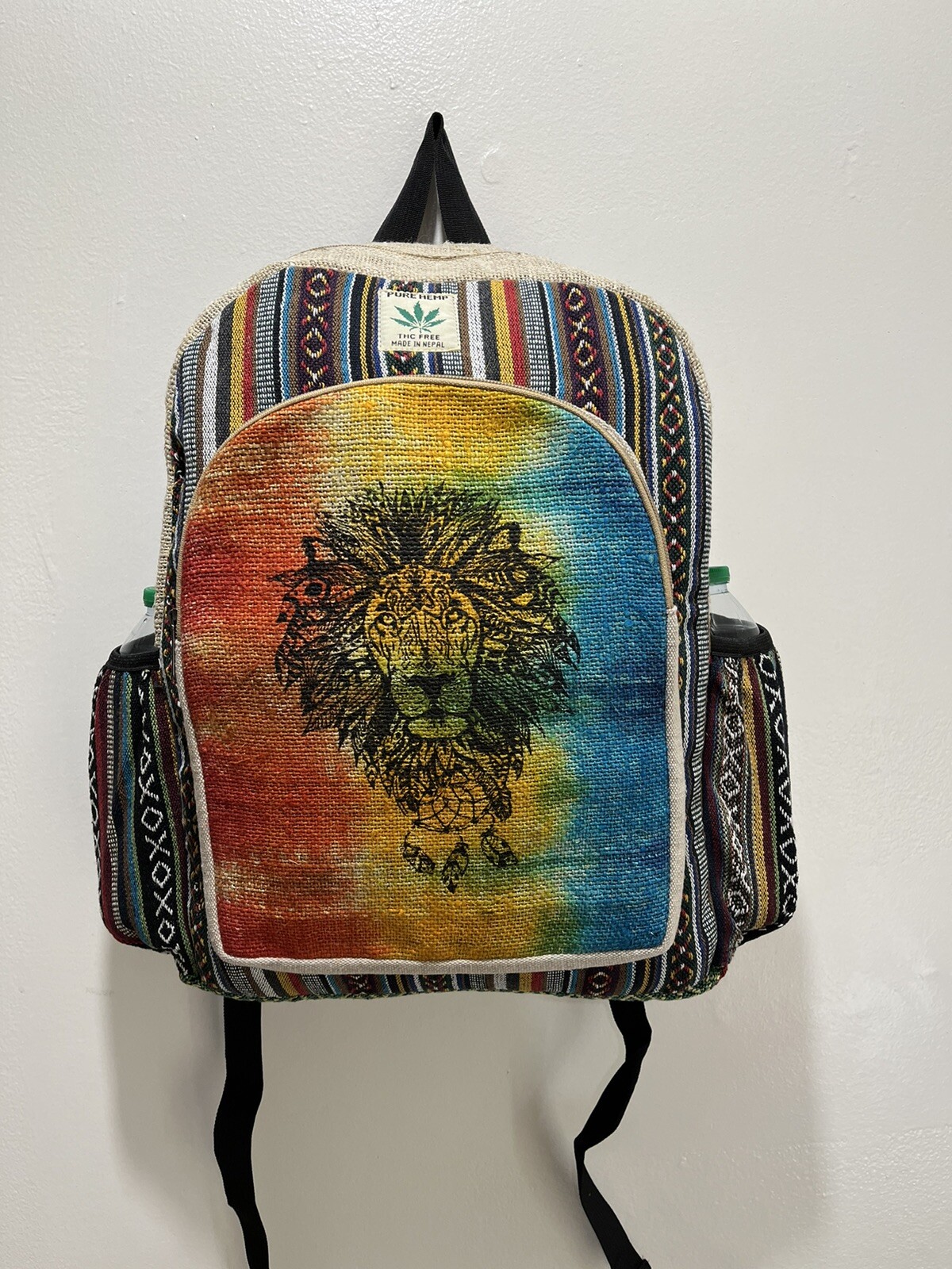 Tie Dye Lion Hemp Backpack  | Eco Friendly | Boho | Handmade | Unisex | Nepal