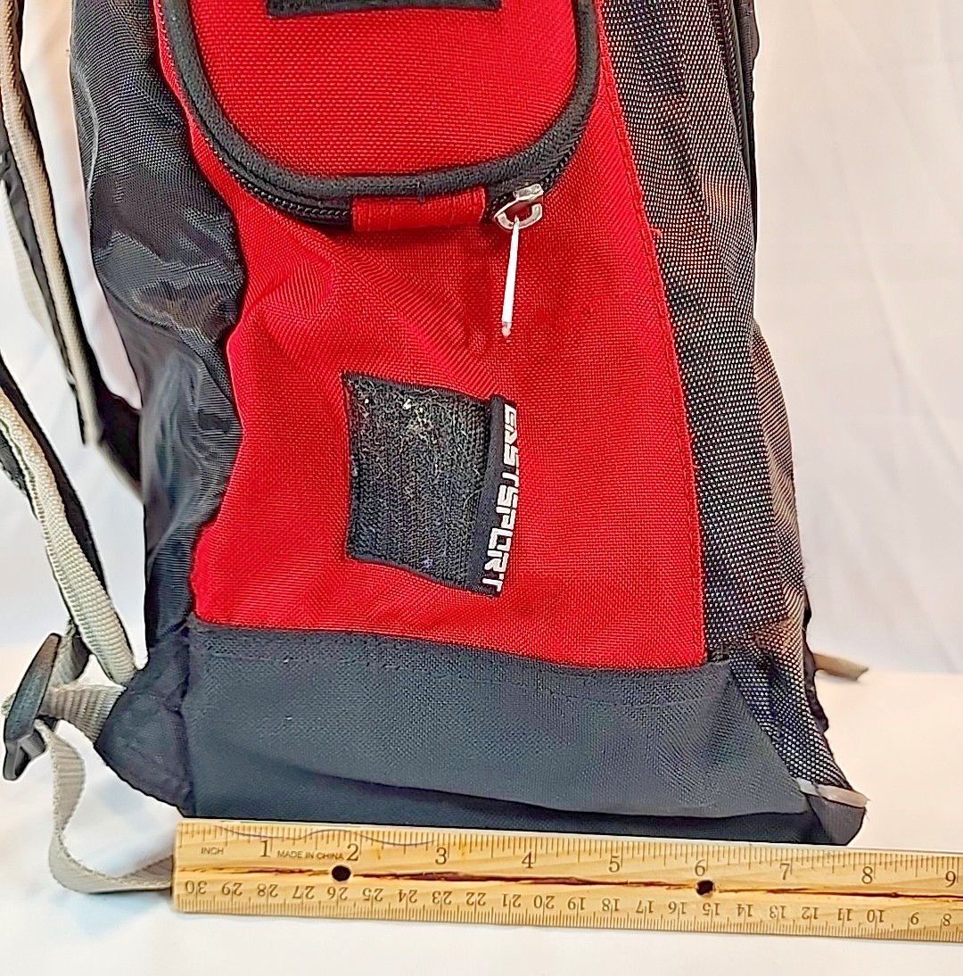 Vintage 90’s Eastsport Backpack Book Bag Red Black Many Pockets Cup Holders