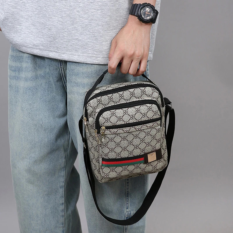 Men’s Crossbody Shoulder Bag Multi Layer Versatile Casual Messenger Handbag