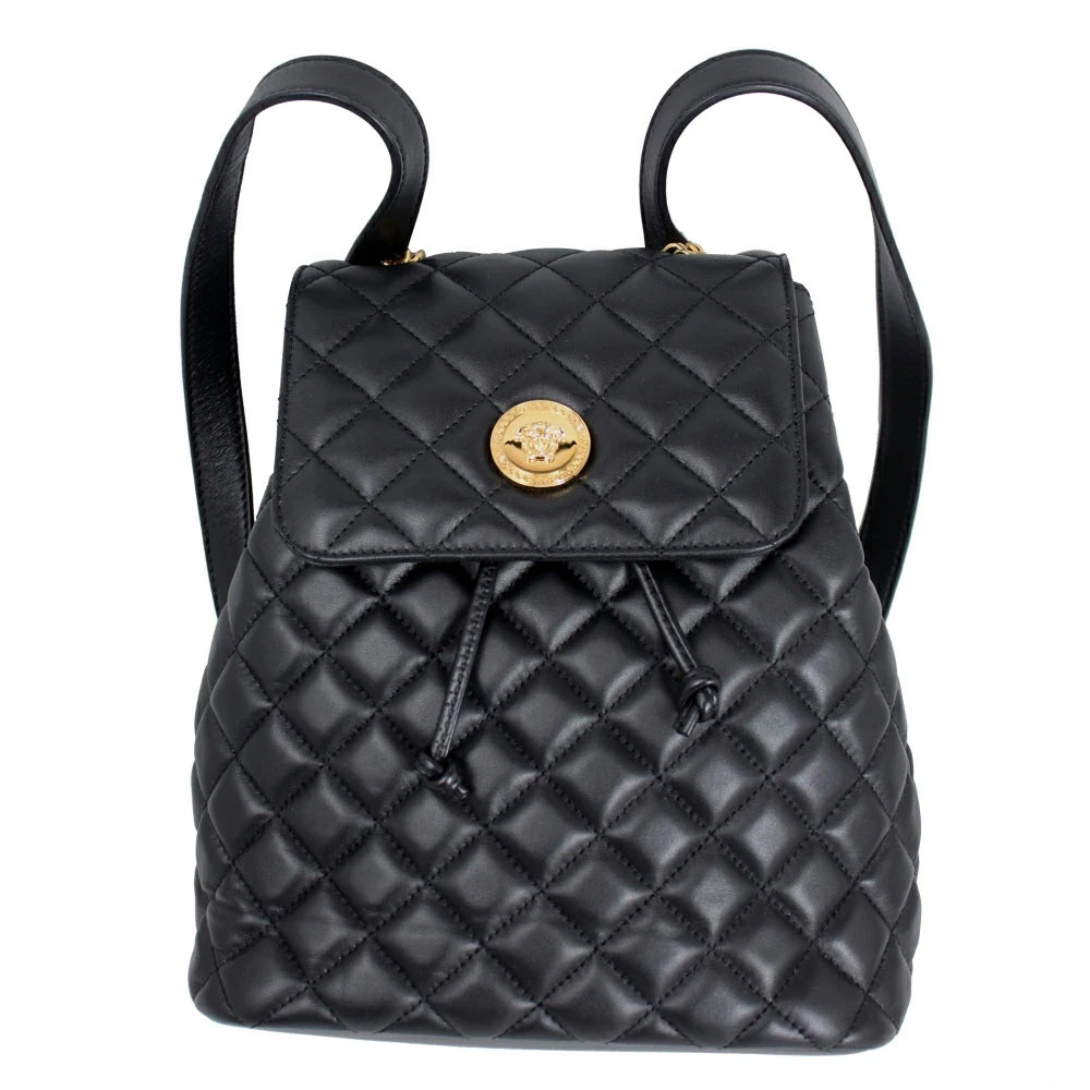 BRAND NEW VERSACE MEDUSA BLACK QUILTING LEATHER BACKPACK 1020707 1A03912 1B00V