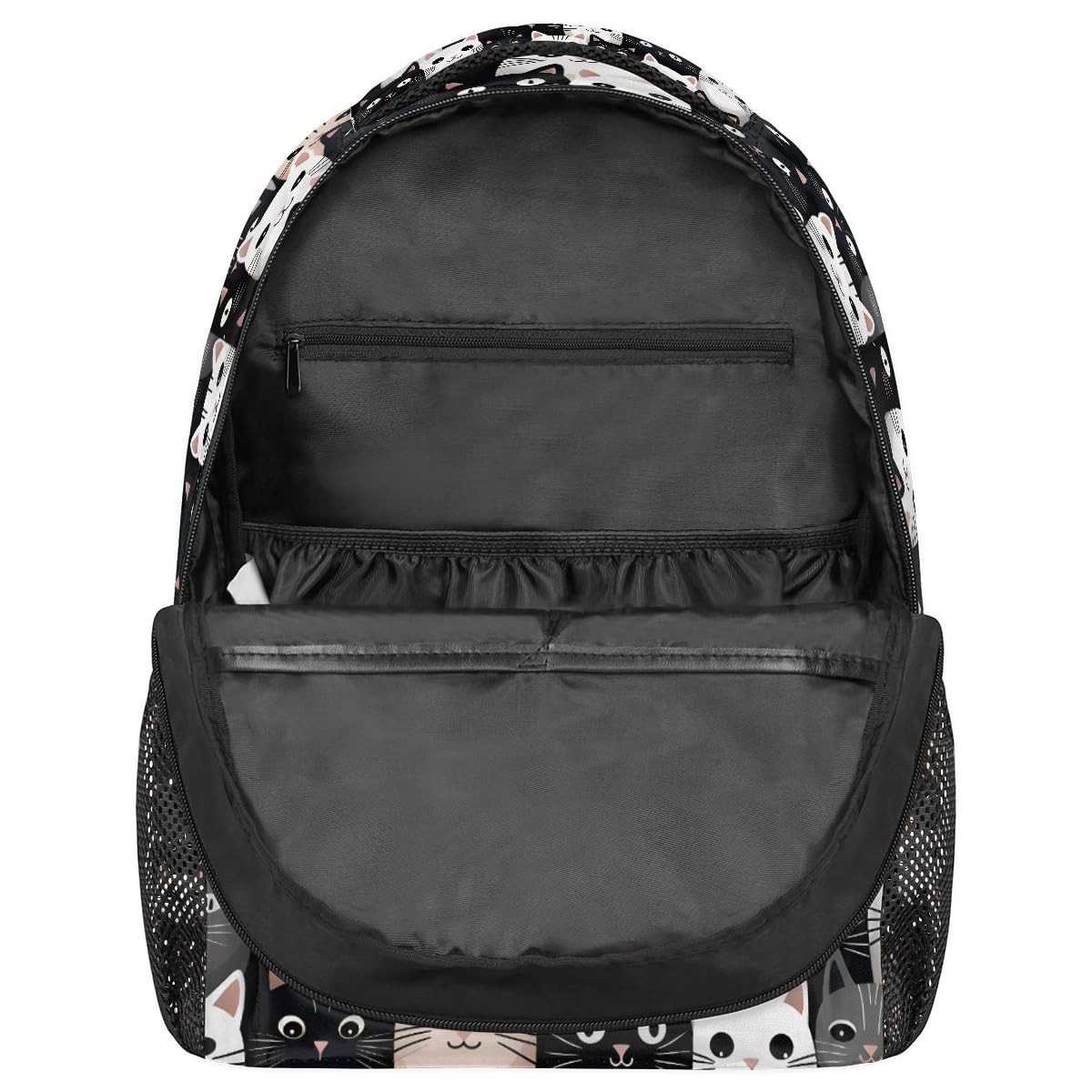 Black White Cat Laptop Backpack Lightweight Travel Casual Daypack 16 Inch