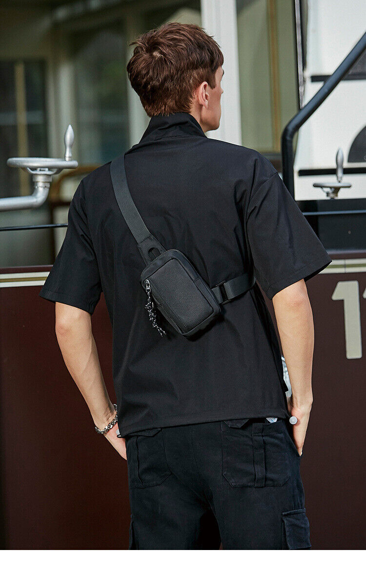 Men’s Shoulder Bag Oxford Chest Bag Sling Crossbody Bag Casual Travel Phone Bag