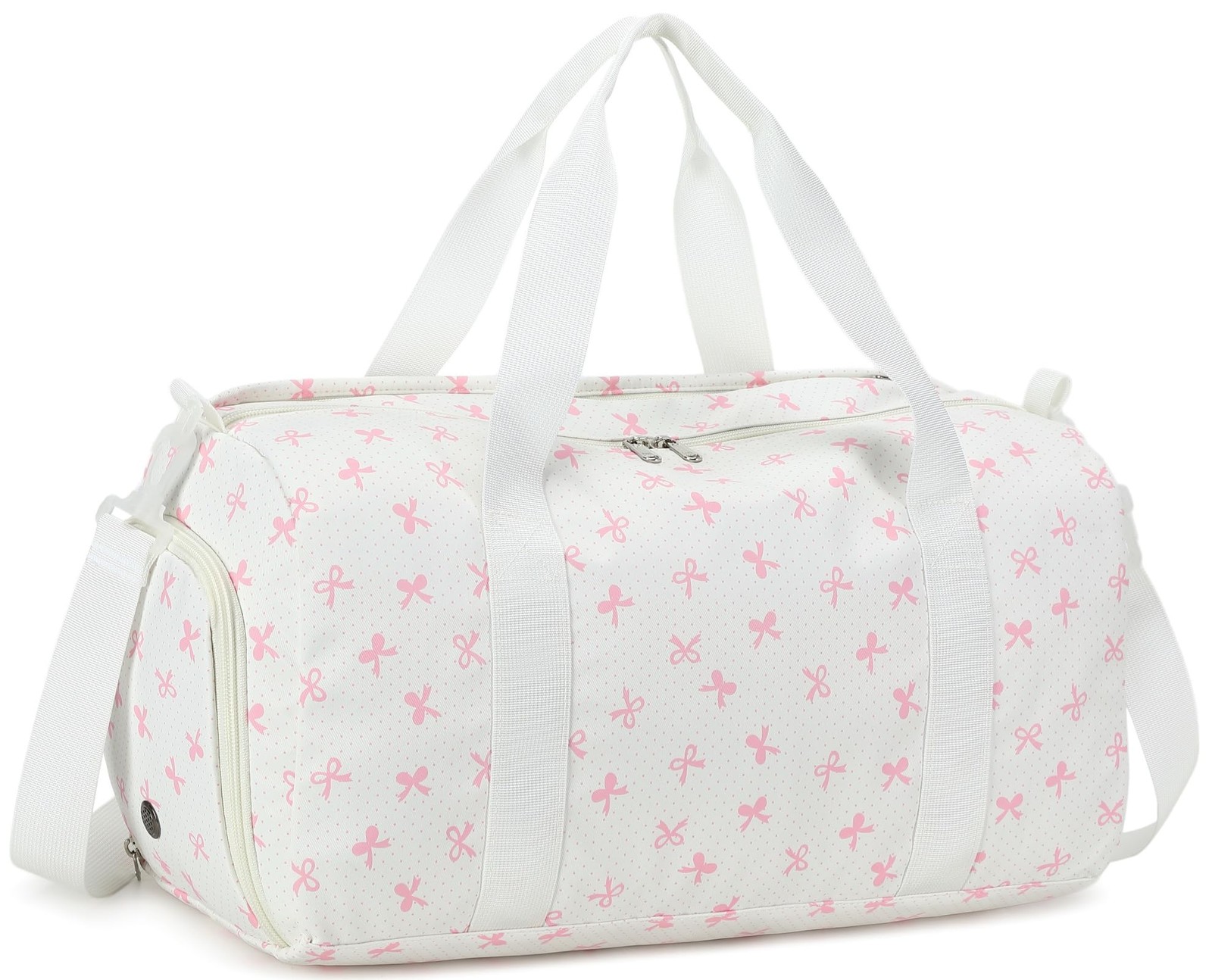Girls Gym Duffle Bag Travel Weekender Shoe Compartment Wet Pocket Pink Bow