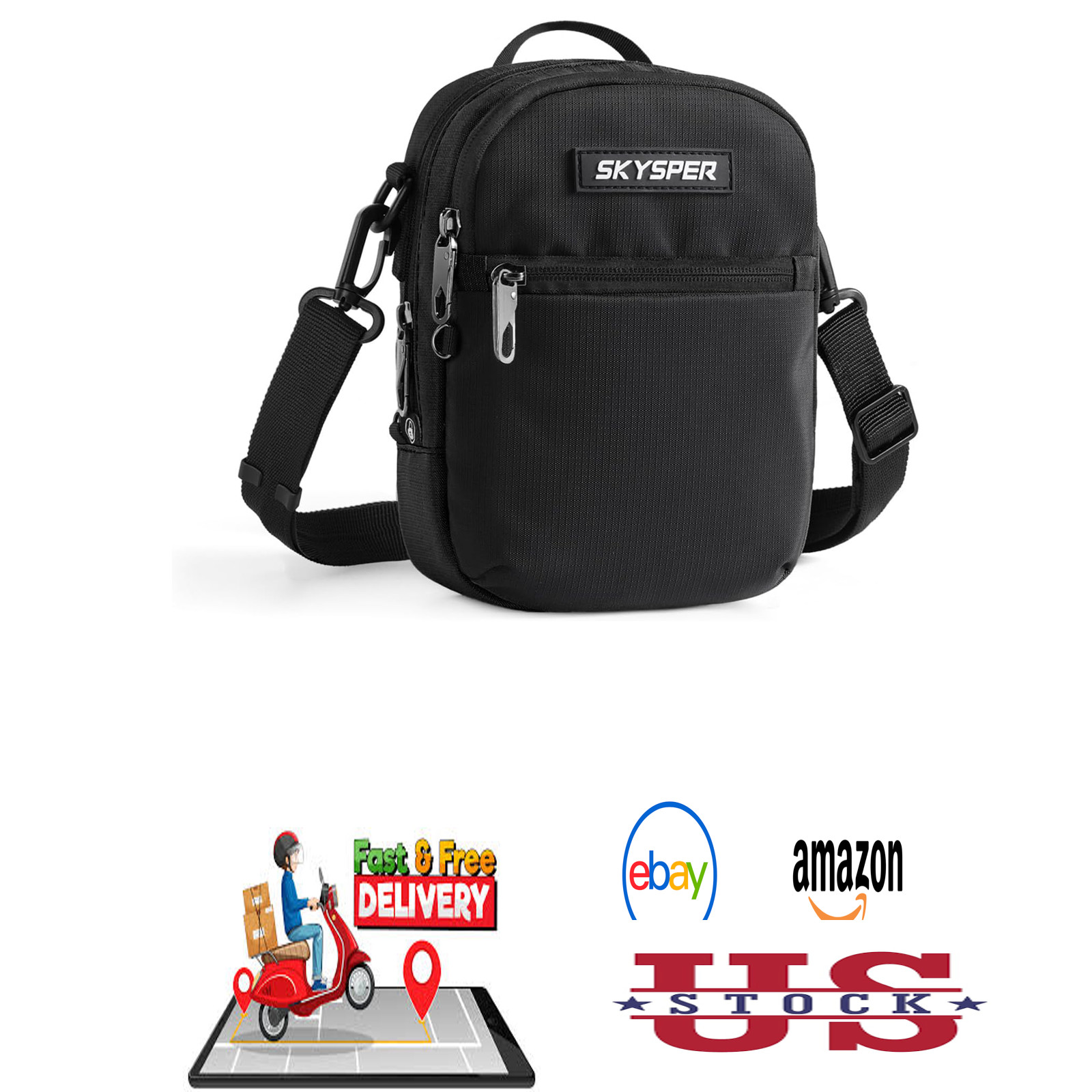 Men’s Crossbody Sling Bag RFID Anti Theft Travel Shoulder Organizer Compact