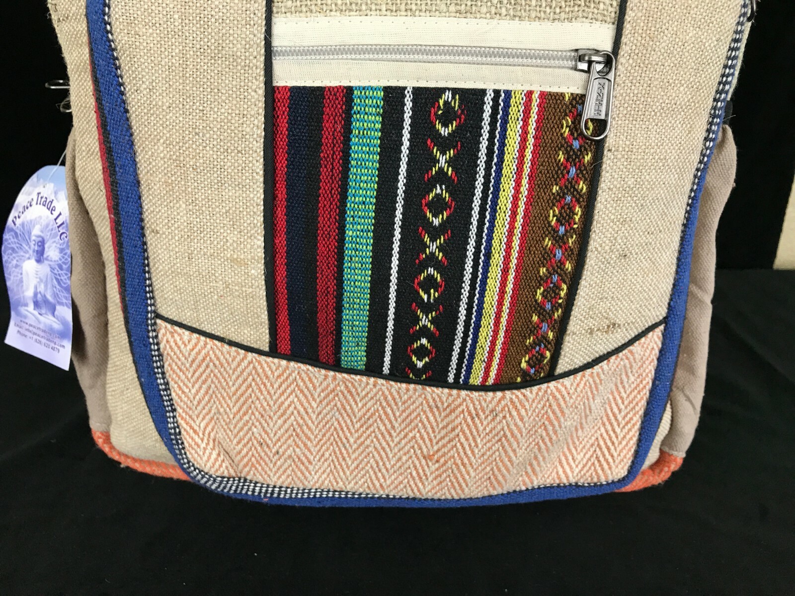 Himalayan THC free Nepal Hemp padded Hand made school backpack book bag New tags